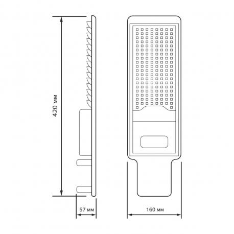 Светильник Уличный  LED Avenue IP65 546х170х67 120W 11000lm 5000K 190-250V КСС "Д" Gauss