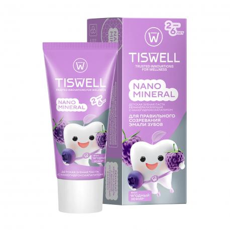 Детская зубная паста  Nano mineral реминерализирующая со вкусом ягодного зефира, 2+, < 70 RDA, 60 г Tiswell