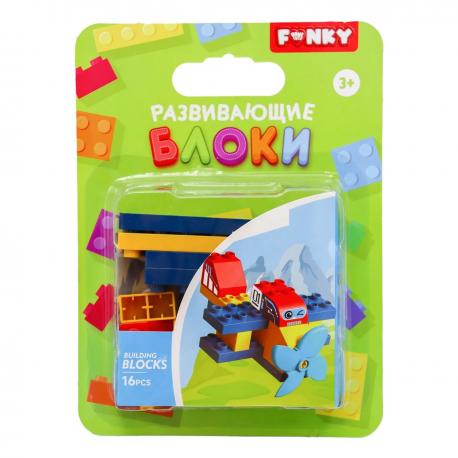Конструктор с крупными блоками  Самолёт 16 деталей Funky Toys