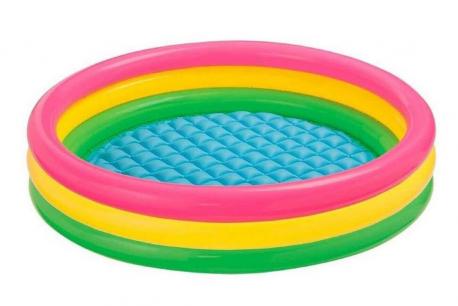 Детский надувной бассейн 147х33см  Радуга, с надувным дном 57422 Intex