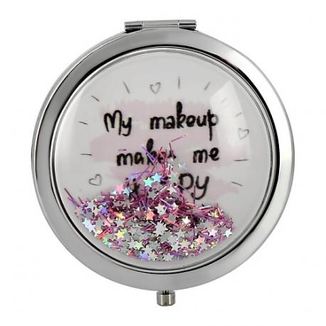 Зеркало для макияжа карманное (make up makes me happy) deco