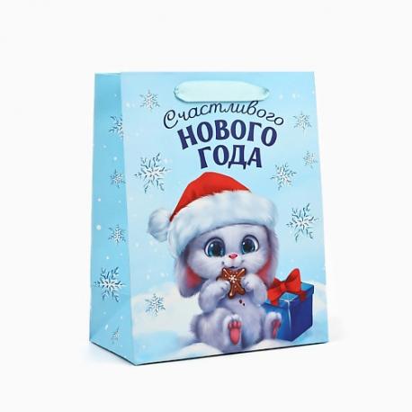 Пакет подарочный новогодний ламинированный «Счастливого Нового года» Дарите счастье