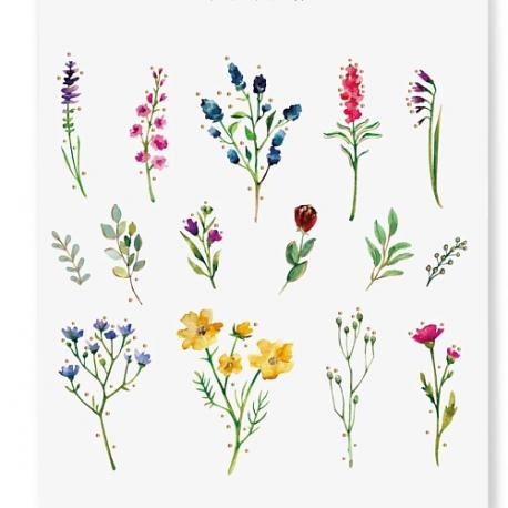 Переводная Временная Татуировка Набор Цветы PRINT FACTORY