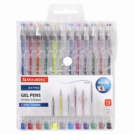 Ручки гелевые EXTRA Блестки Brauberg
