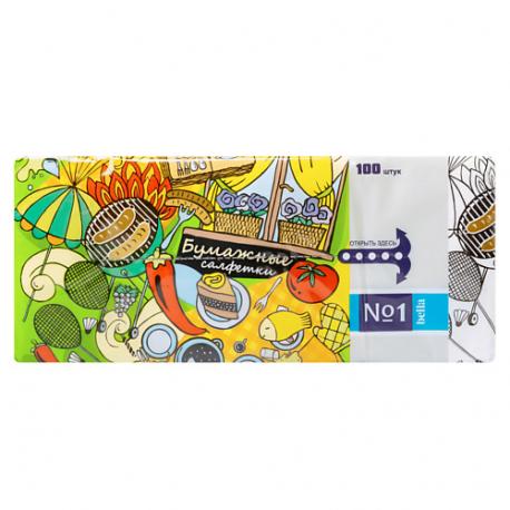 №1 Бумажные салфетки "Веселый пикник", в мягкой упаковке, 2-слойные BELLA