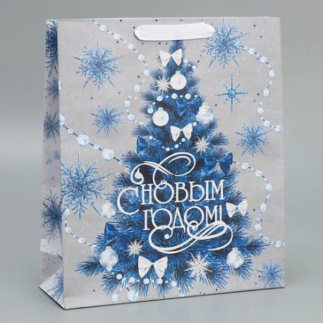 Пакет крафтовый вертикальный "С Новым годом" Дарите счастье