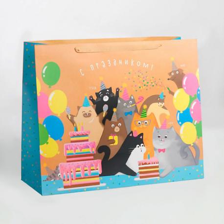 Пакет подарочный ламинированный, упаковка, "С Праздником!" Дарите счастье