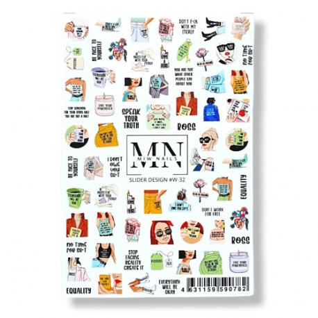 Слайдер дизайн для ногтей на любой фон W-32 MIW NAILS
