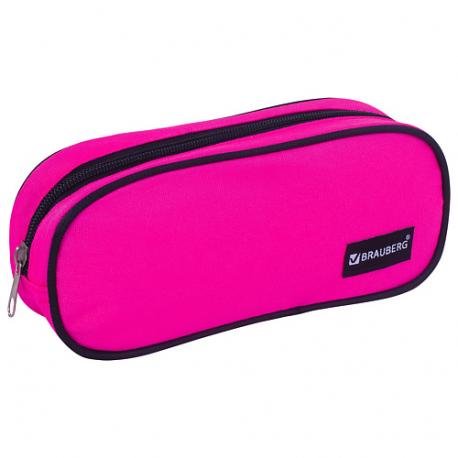 Пенал-косметичка, овальный, Pink Brauberg