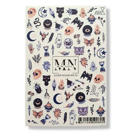 Слайдер дизайн для ногтей на любой фон W-34 MIW NAILS