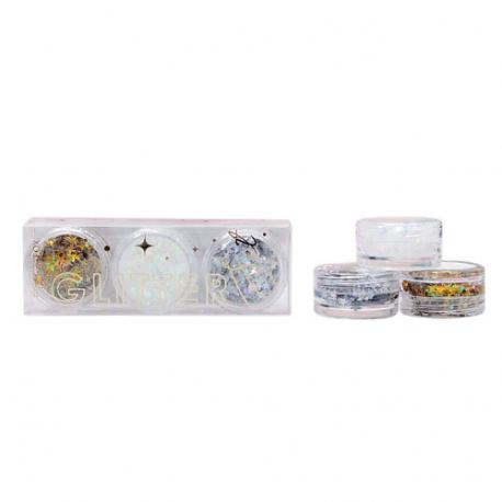 Набор блёсток для лица и тела на гелевой основе GLITTER SET, 3 цвет Beauty Fox