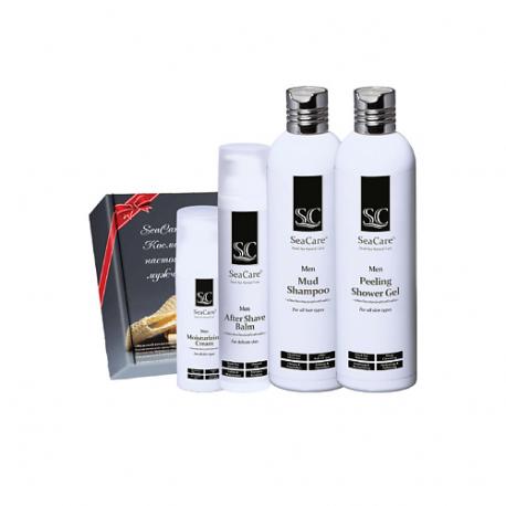 Мужской набор №10: Шампунь, Гель для душа, Бальзам после бритья, Омолаживающий крем для лица SeaCare