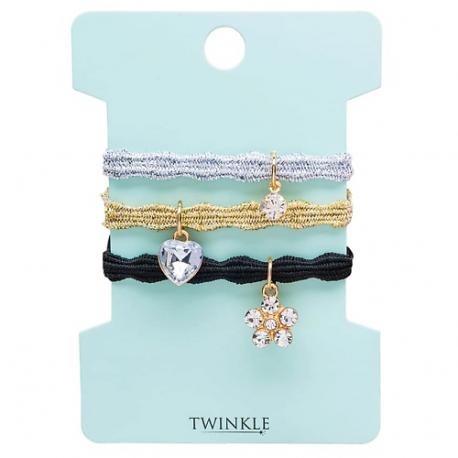 Резинки для волос SILVER, GOLD, BLACK TWINKLE