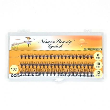 Накладные ресницы пучки 10D, MIX 8,10,12 мм NESURABEAUTY