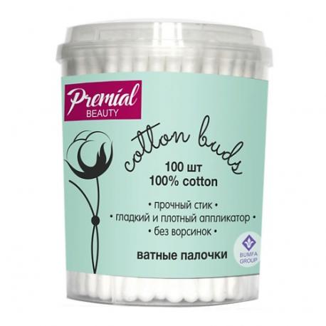 Ватные палочки classic в банке цилиндр Premial