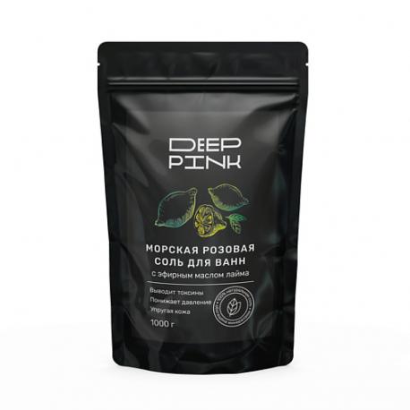 Крымская розовая соль для ванн с эфирным маслом Лайма 1000 DEEP PINK