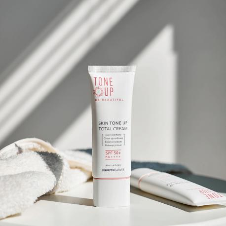 Крем для лица выравнивающий тон солнцезащитный SPF50+ Be Beautiful Skin Tone Up Total Cream 40 THANK YOU FARMER
