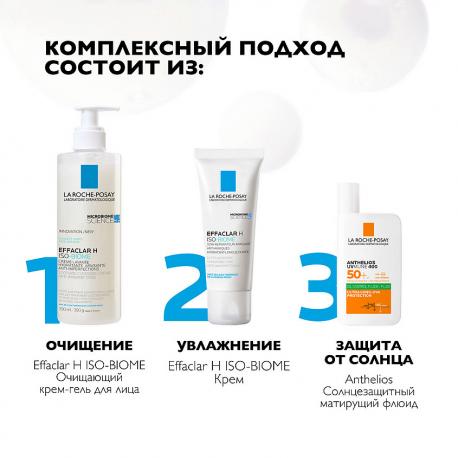 Effaclar H Iso-Biome Успокаивающий очищающий крем-гель для лица против несовершенств, от сухости и забитых пор, с маслом карите (ши), ниацинамидом 390 La Roche-Posay