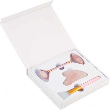 Ролик для массажа лица,подарочный набор,натуральный розовый кварц QUALIGO