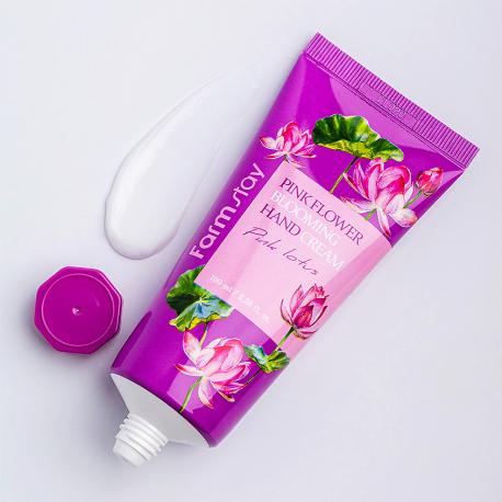 Крем для рук с экстрактом розового лотоса Pink Lotos Pink Flower Blooming Hand Cream 100 FARMSTAY