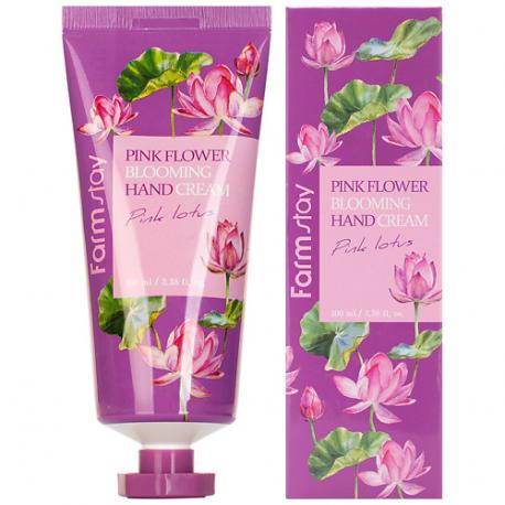 Крем для рук с экстрактом розового лотоса Pink Lotos Pink Flower Blooming Hand Cream 100 FARMSTAY