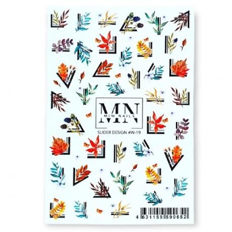Слайдер дизайн для ногтей на любой фон W-19 MIW NAILS