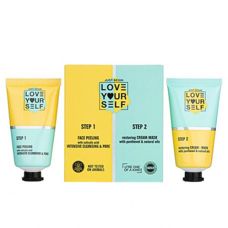 Набор Пилинг с Салициловой кислотой Интенсивное Очищение и сужение пор + Восстанавливающая Крем-маска с Пантенолом и натуральными маслами 100 LOVE YOURSELF