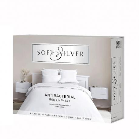 Антибактериальный комплект постельного белья Antibacterial Bed Linen Set, семейный. Цвет: «Альпийский снег» (белый) SOFT SILVER