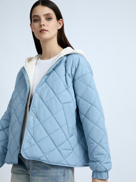 Стёганая куртка с трикотажным капюшоном и вшитой манишкой ZOLLA