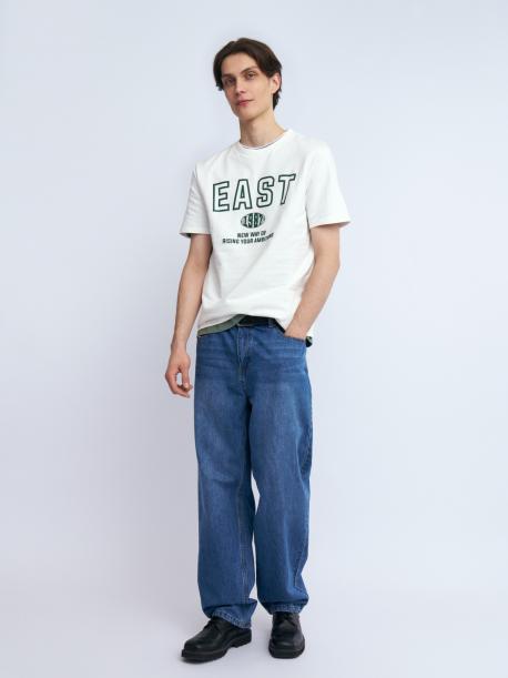 Футболка из плотного трикотажа с принтом-надписью ZOLLA