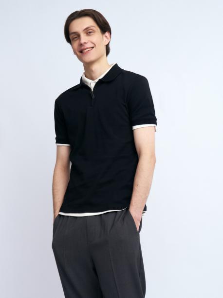 Футболка поло из хлопка на молнии ZOLLA