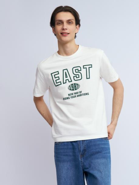 Футболка из плотного трикотажа с принтом-надписью ZOLLA