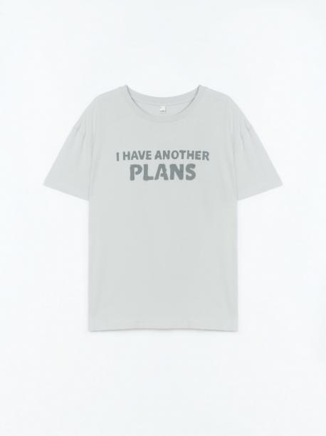 Футболка из хлопка с принтом-надписью ZOLLA