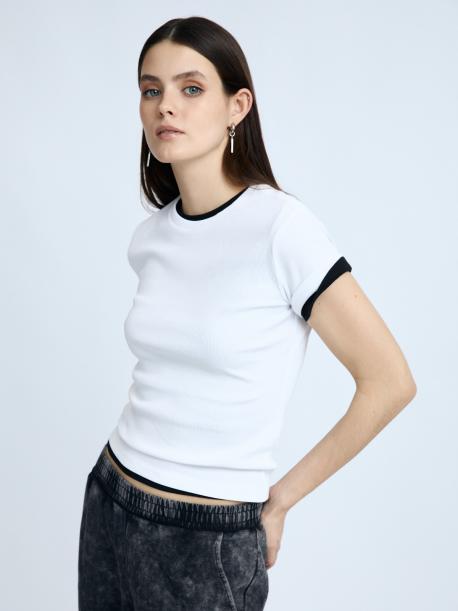 Футболка из хлопка однотонная ZOLLA