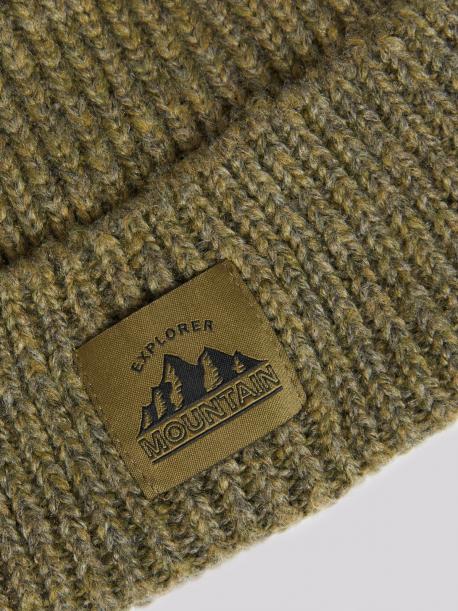 Тёплая вязаная шапка-бини с отворотом ZOLLA