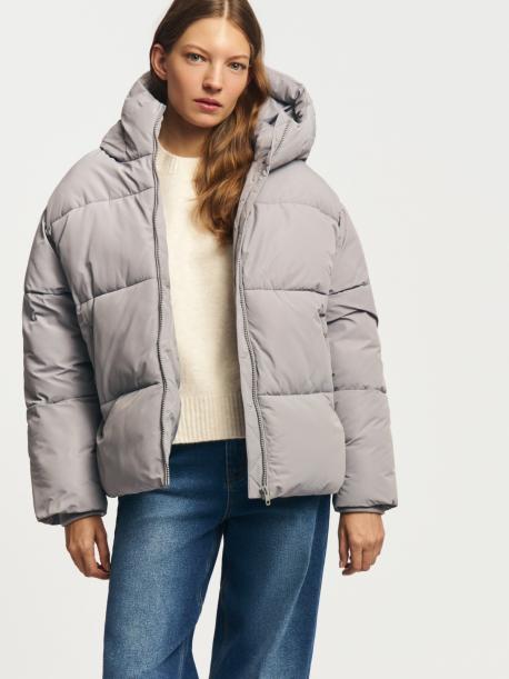 Тёплая дутая стёганая куртка оверсайз с капюшоном ZOLLA