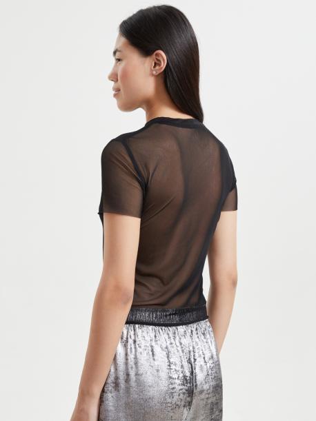 Футболка-топ из полупрозрачной сетки со стразами ZOLLA