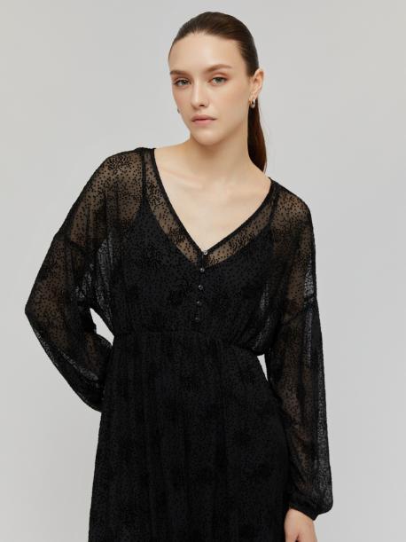 Платье А-силуэта из сетчатой ткани с вырезом ZOLLA