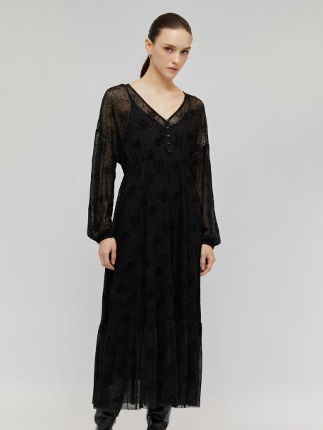 Платье А-силуэта из сетчатой ткани с вырезом ZOLLA