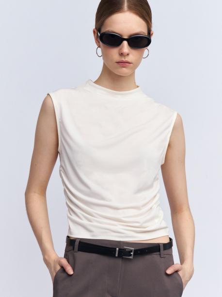Трикотажный топ с горлом без рукавов ZOLLA