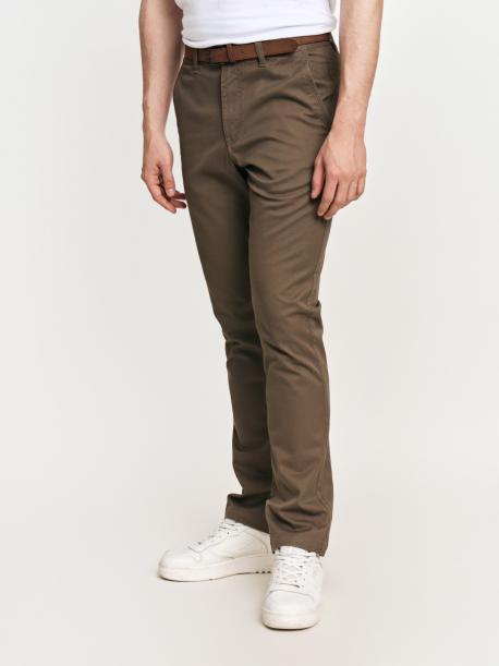 Брюки силуэта Slim из хлопка с ремнём ZOLLA