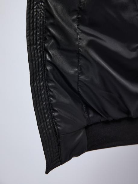 Тёплая куртка-бомбер из экокожи на молнии с воротником-стойкой ZOLLA