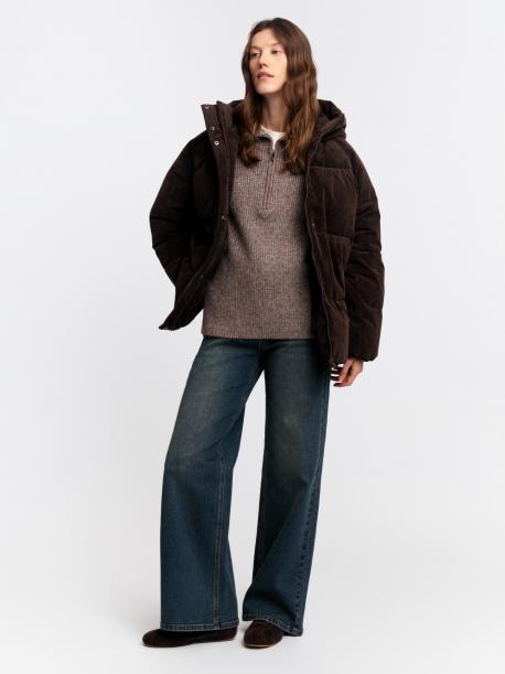 Тёплая дутая куртка с капюшоном и кулиской ZOLLA