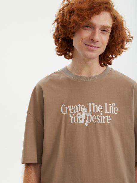 Футболка оверсайз из хлопка с надписью ZOLLA