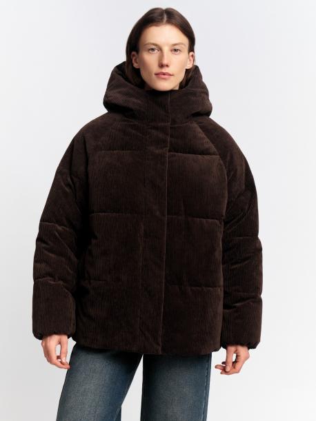 Тёплая дутая куртка с капюшоном и кулиской ZOLLA