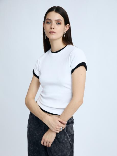 Футболка из хлопка однотонная ZOLLA