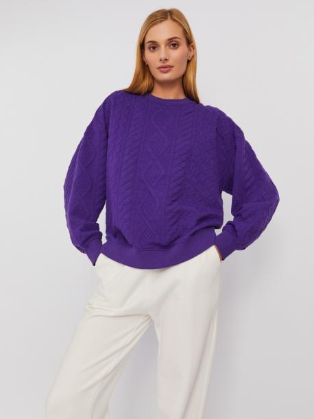 Трикотажный свитшот с длинным рукавом и фактурным узором ZOLLA