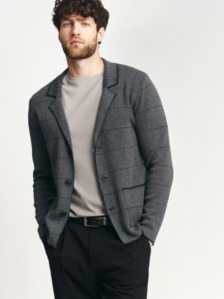 Вязаный кардиган в клетку на пуговицах ZOLLA