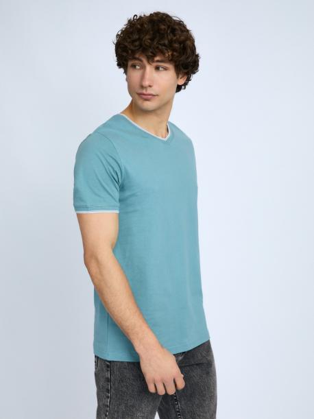 Футболка из хлопка с треугольным вырезом ZOLLA