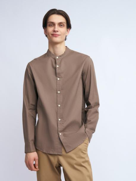 Льняная рубашка с воротником-стойкой ZOLLA